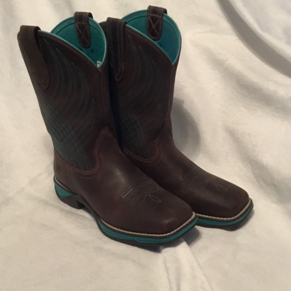 Ariat Brown and Teal Western Boots